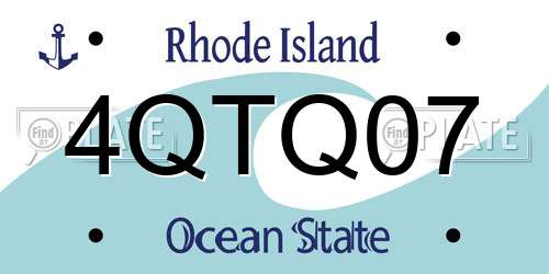 4QTQ07 Rhode Island License Plate