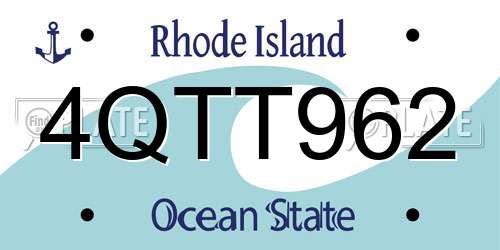 4QTT962 Rhode Island License Plate