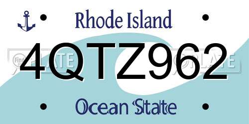 4QTZ962 Rhode Island License Plate