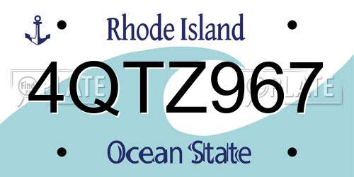 4QTZ967 Rhode Island License Plate