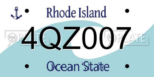 4QZ007 Rhode Island License Plate