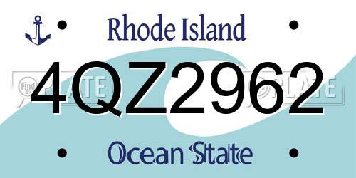 4QZ2962 Rhode Island License Plate