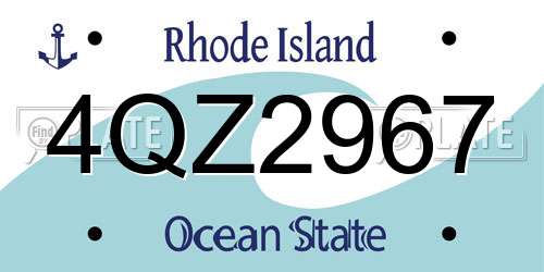 4QZ2967 Rhode Island License Plate