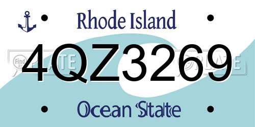 4QZ3269 Rhode Island License Plate