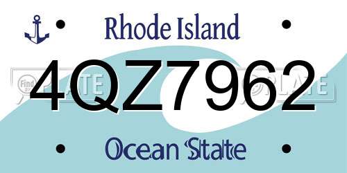 4QZ7962 Rhode Island License Plate