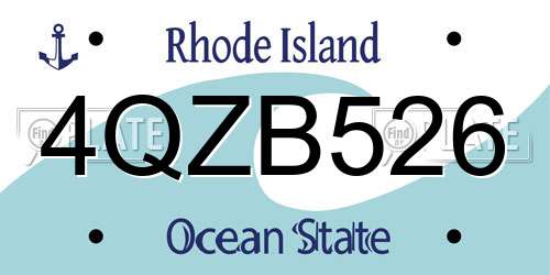 4QZB526 Rhode Island License Plate