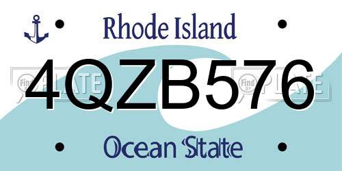 4QZB576 Rhode Island License Plate