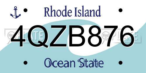 4QZB876 Rhode Island License Plate