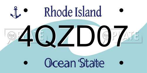 4QZD07 Rhode Island License Plate