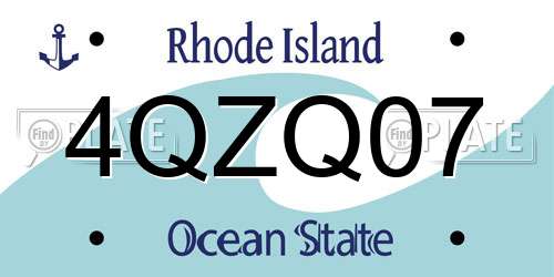 4QZQ07 Rhode Island License Plate