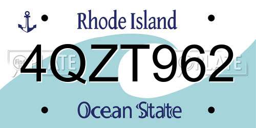 4QZT962 Rhode Island License Plate
