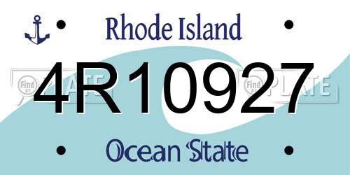 4R10927 Rhode Island License Plate