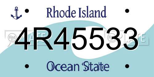4R45533 Rhode Island License Plate