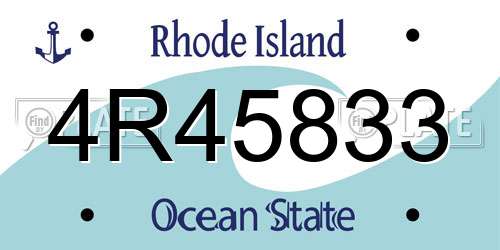 4R45833 Rhode Island License Plate