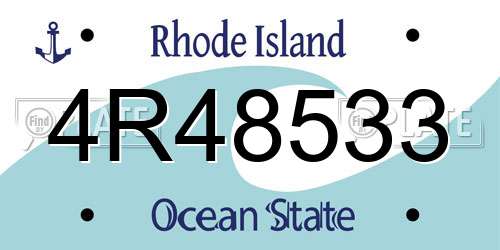 4R48533 Rhode Island License Plate