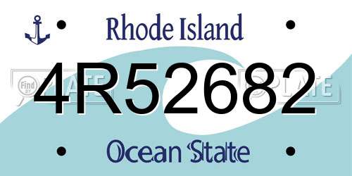 4R52682 Rhode Island License Plate