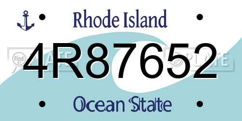 4R87652 Rhode Island License Plate