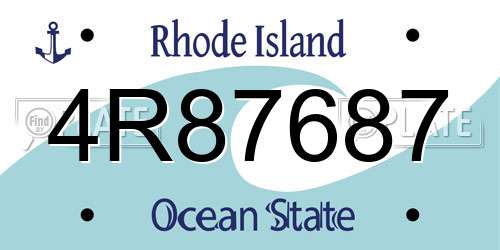 4R87687 Rhode Island License Plate