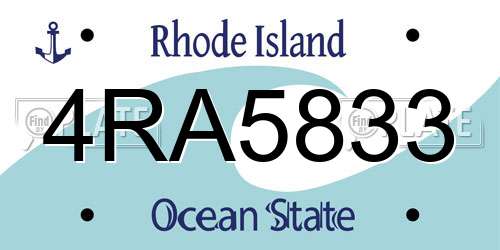 4RA5833 Rhode Island License Plate