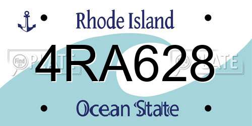 4RA628 Rhode Island License Plate
