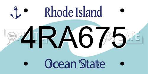 4RA675 Rhode Island License Plate