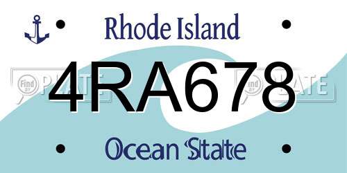 4RA678 Rhode Island License Plate