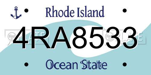 4RA8533 Rhode Island License Plate