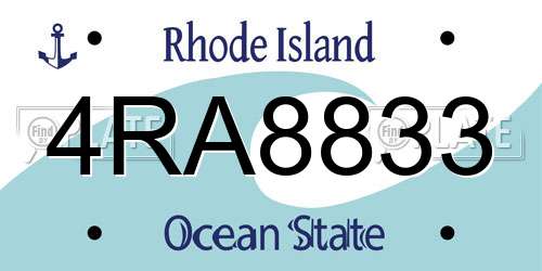 4RA8833 Rhode Island License Plate