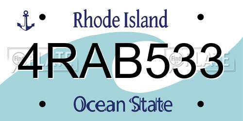 4RAB533 Rhode Island License Plate
