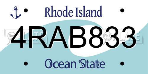 4RAB833 Rhode Island License Plate