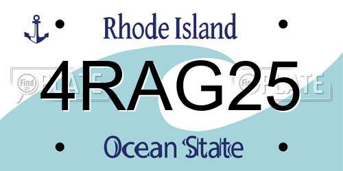 4RAG25 Rhode Island License Plate