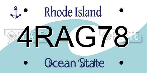 4RAG78 Rhode Island License Plate