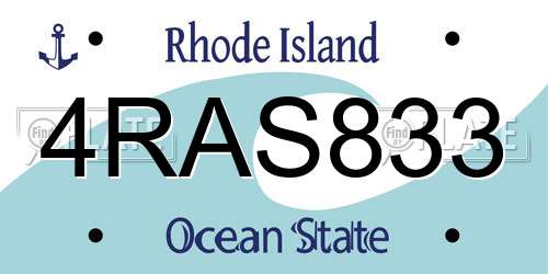 4RAS833 Rhode Island License Plate