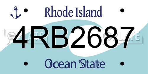 4RB2687 Rhode Island License Plate