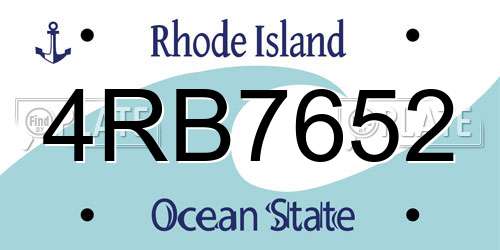 4RB7652 Rhode Island License Plate