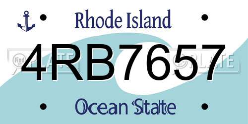 4RB7657 Rhode Island License Plate