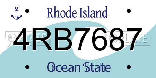 4RB7687 Rhode Island License Plate