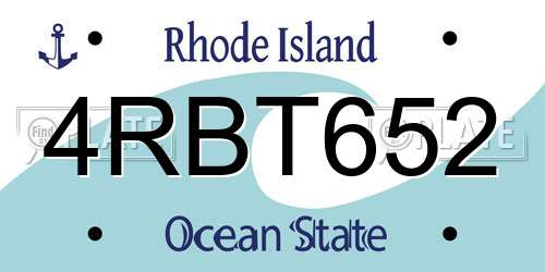 4RBT652 Rhode Island License Plate