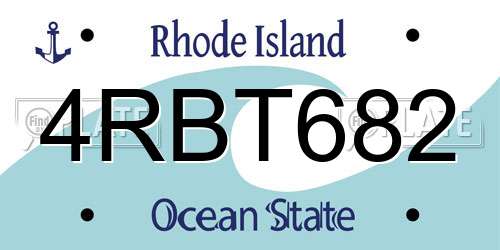 4RBT682 Rhode Island License Plate