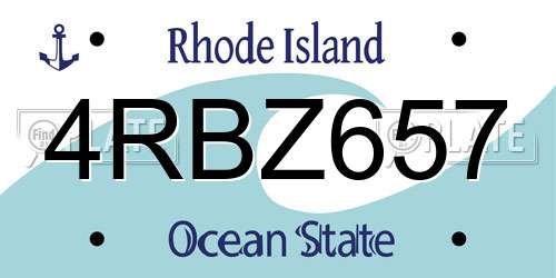 4RBZ657 Rhode Island License Plate