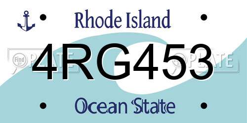 4RG453 Rhode Island License Plate