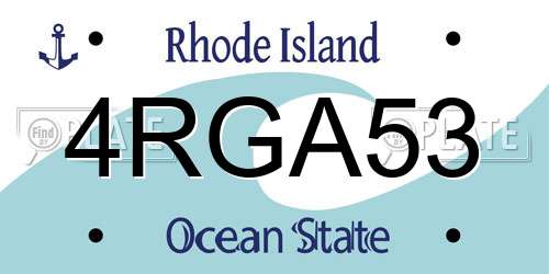 4RGA53 Rhode Island License Plate