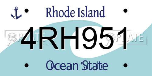 4RH951 Rhode Island License Plate