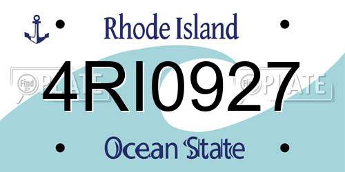 4RI0927 Rhode Island License Plate