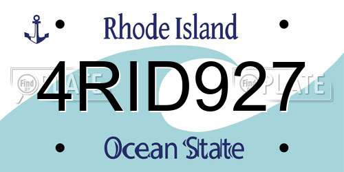 4RID927 Rhode Island License Plate