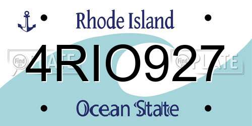 4RIO927 Rhode Island License Plate