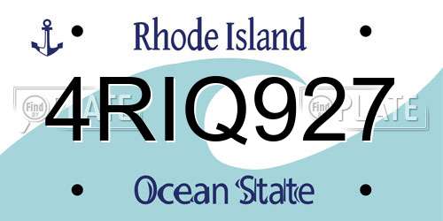 4RIQ927 Rhode Island License Plate
