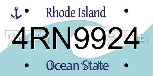 4RN9924 Rhode Island License Plate