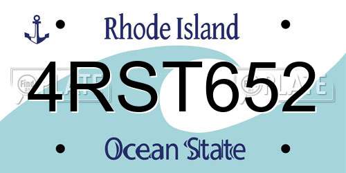 4RST652 Rhode Island License Plate
