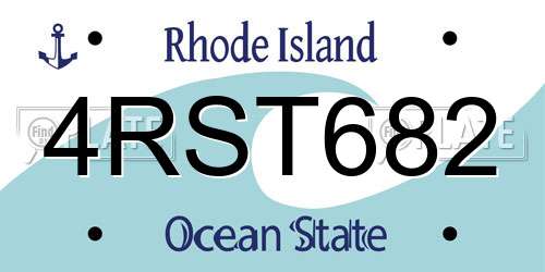 4RST682 Rhode Island License Plate